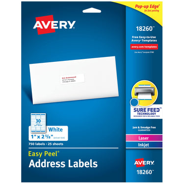 Avery Easy Peel Printable Address Labels with Sure Feed, 1